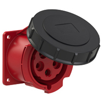 Pin and Sleeve Receptacle Outlet Devices 888-1370-NS IEC 60309 Panel Mount Recep Str, IP67, 30A 200-415V, 32A 220/380-240/415V, 6H, IEC 309 International Pin and Sleeve Devices 